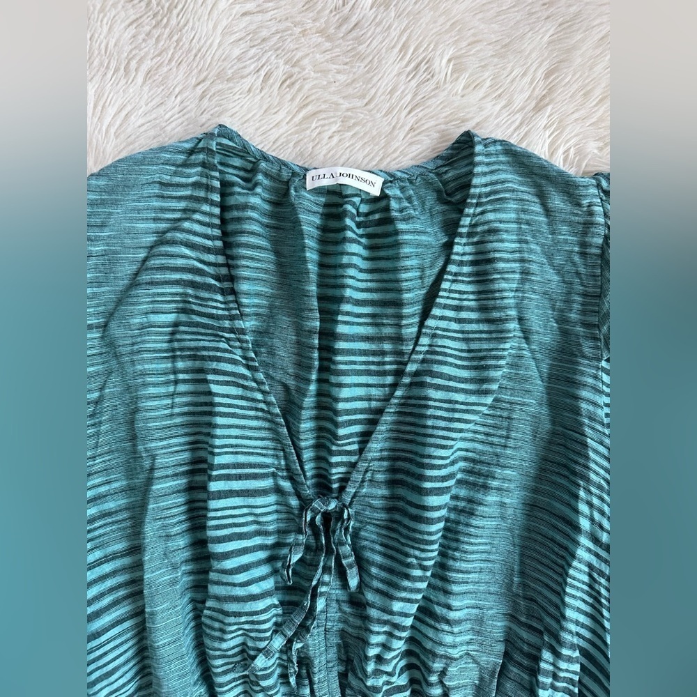 Ulla Johnson Ophelia Cotton Voile Peplum Blouse Teal
Stripe Size 10 - Picture 5 of 16